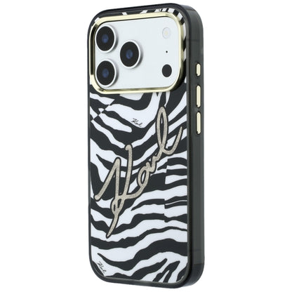 Coque MagSafe pour Apple iPhone 18 Pro Max / 17 Pro Max, Karl Lagerfeld, HC IML Signature Zebra Glitter Gold, Noire