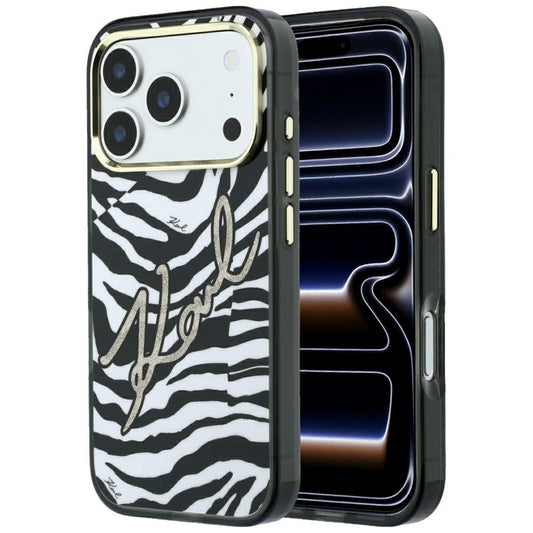 MagSafe Case for Apple iPhone 18 Pro Max / 17 Pro Max, Karl Lagerfeld, HC IML Signature Zebra Glitter Gold, Black