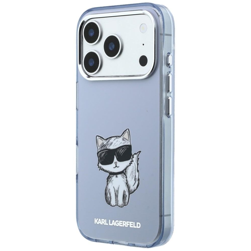 Coque MagSafe pour Apple iPhone 18 Pro Max / 17 Pro Max, Karl Lagerfeld, IML Choupette Body Sketch Print, Bleue