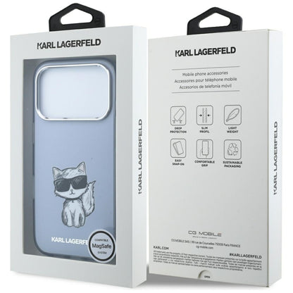 Coque MagSafe pour Apple iPhone 18 Pro Max / 17 Pro Max, Karl Lagerfeld, IML Choupette Body Sketch Print, Bleue