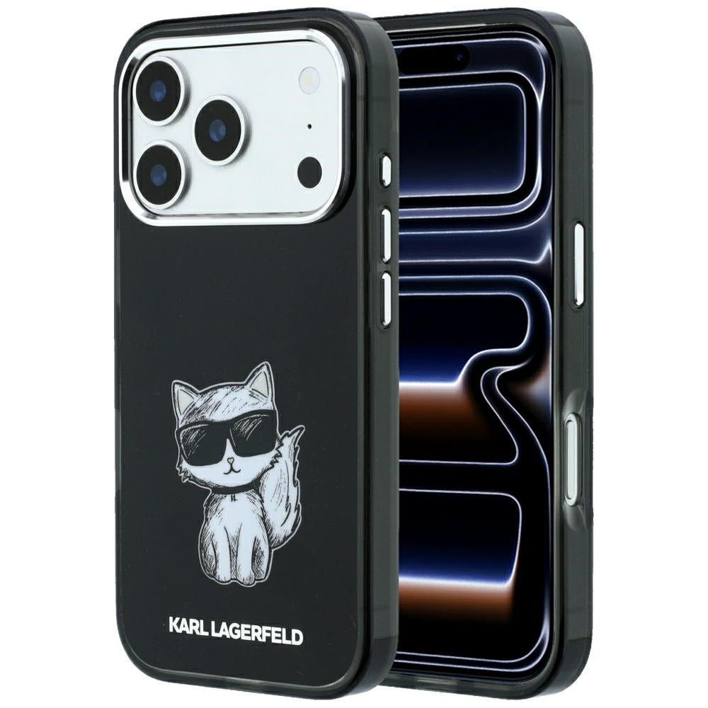 Coque MagSafe pour Apple iPhone 18 Pro Max / 17 Pro Max, Karl Lagerfeld, IML Choupette Body Sketch Print, Noire