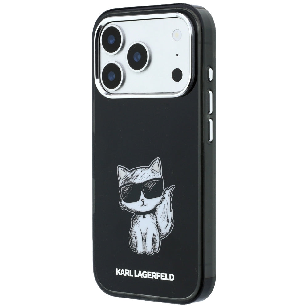 Coque MagSafe pour Apple iPhone 18 Pro Max / 17 Pro Max, Karl Lagerfeld, IML Choupette Body Sketch Print, Noire