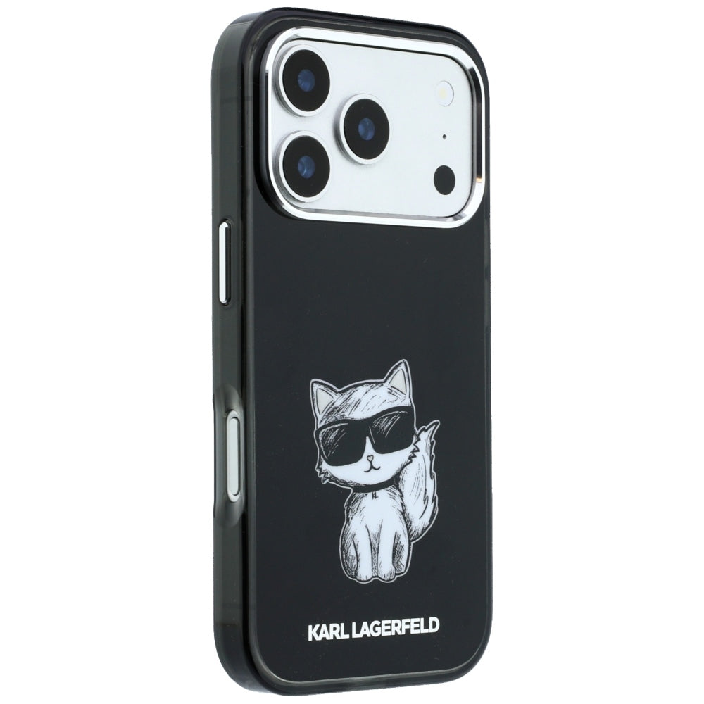 Coque MagSafe pour Apple iPhone 18 Pro Max / 17 Pro Max, Karl Lagerfeld, IML Choupette Body Sketch Print, Noire