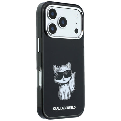 Coque MagSafe pour Apple iPhone 18 Pro Max / 17 Pro Max, Karl Lagerfeld, IML Choupette Body Sketch Print, Noire