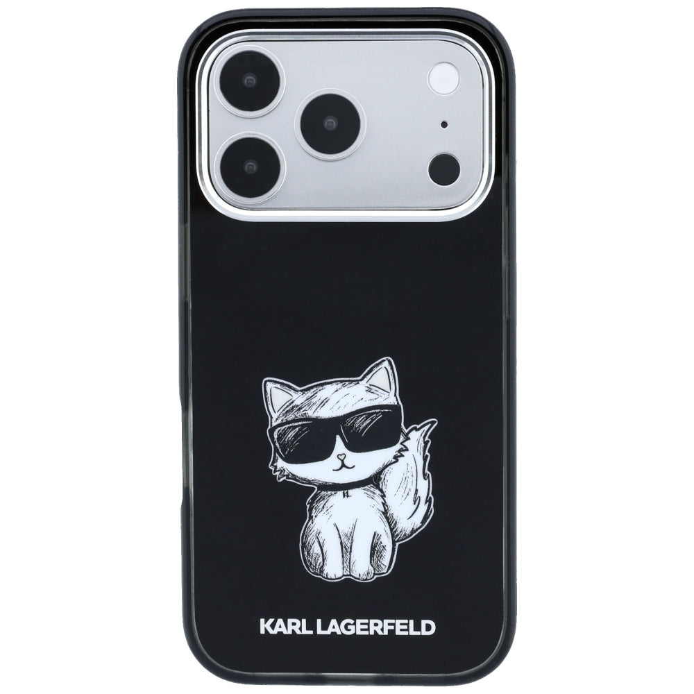 Coque MagSafe pour Apple iPhone 18 Pro Max / 17 Pro Max, Karl Lagerfeld, IML Choupette Body Sketch Print, Noire
