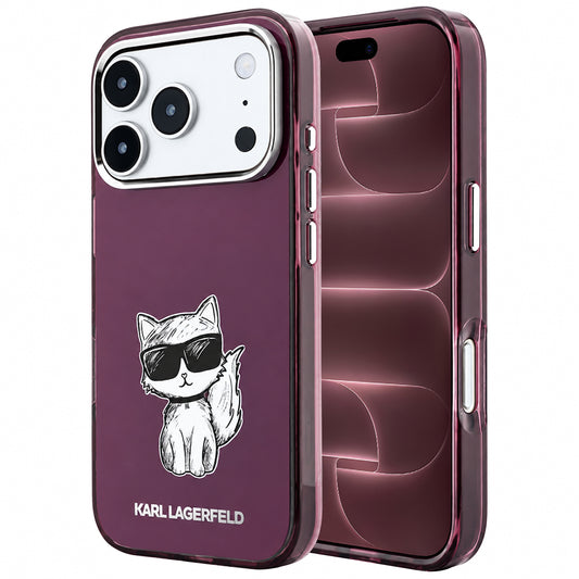 Coque MagSafe pour Apple iPhone 18 Pro Max / 17 Pro Max, Karl Lagerfeld, IML Choupette Body Sketch Print, Bordeaux
