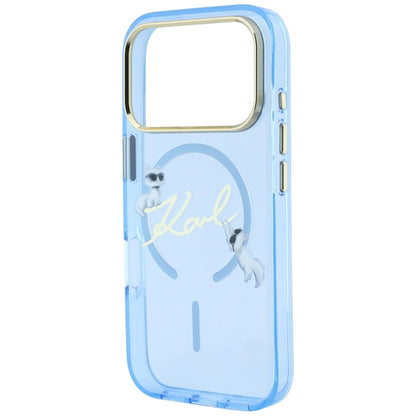 Coque MagSafe pour Apple iPhone 18 Pro Max / 17 Pro Max, Karl Lagerfeld, IML Choupette Karl Script Logo, Bleu