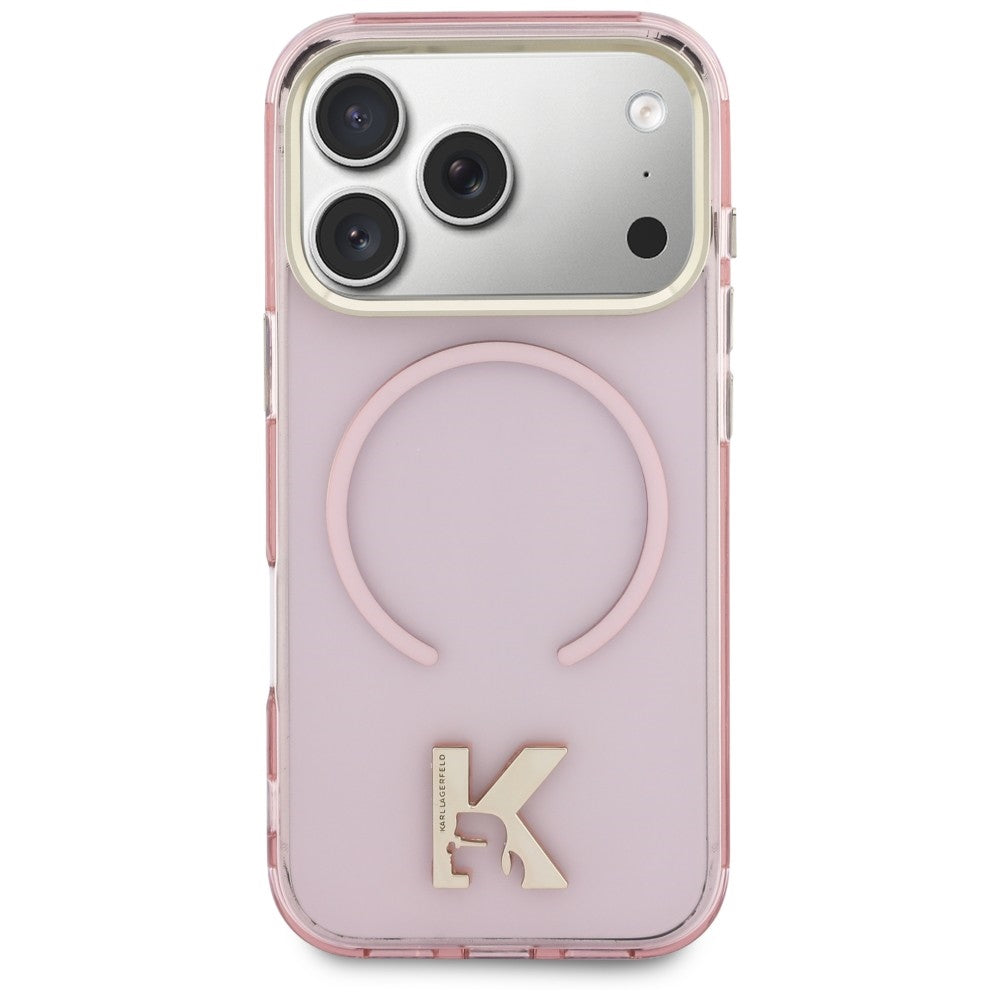 Coque MagSafe pour Apple iPhone 18 Pro Max / 17 Pro Max, Karl Lagerfeld, logo IML Karl Head, rose
