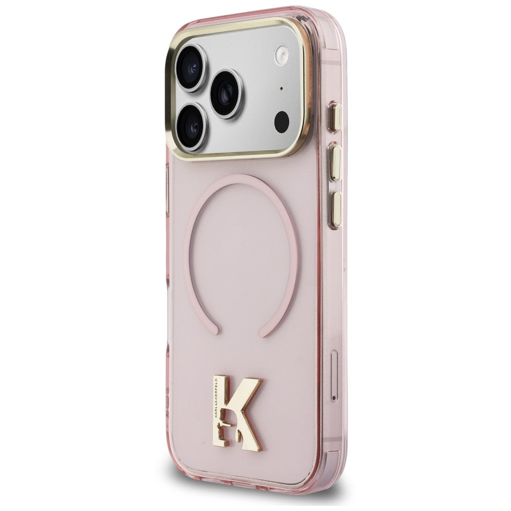 Coque MagSafe pour Apple iPhone 18 Pro Max / 17 Pro Max, Karl Lagerfeld, logo IML Karl Head, rose