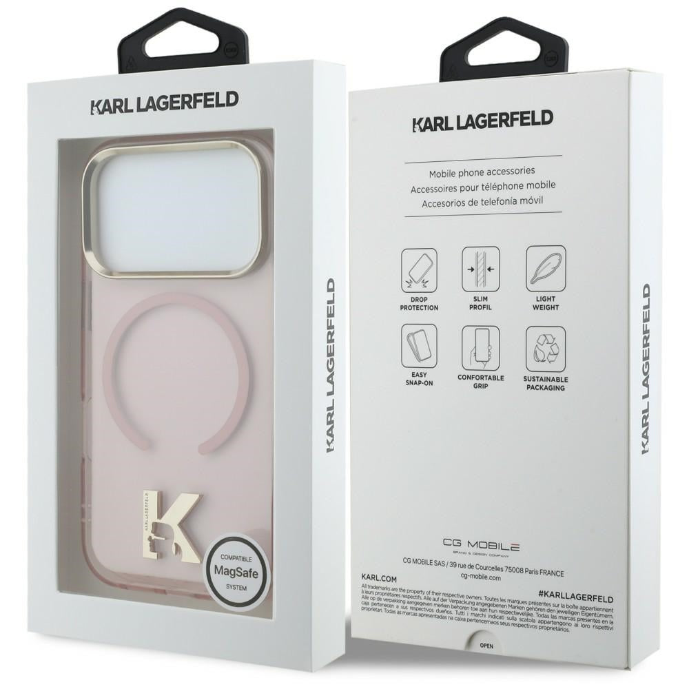 Coque MagSafe pour Apple iPhone 18 Pro Max / 17 Pro Max, Karl Lagerfeld, logo IML Karl Head, rose
