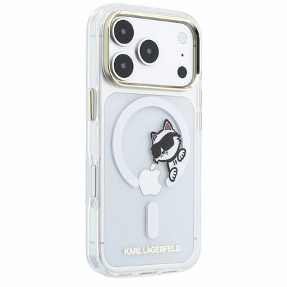 Coque MagSafe pour Apple iPhone 18 Pro Max / 17 Pro Max, Karl Lagerfeld, IML Peekaboo Print et Cadre Métallique, Transparente