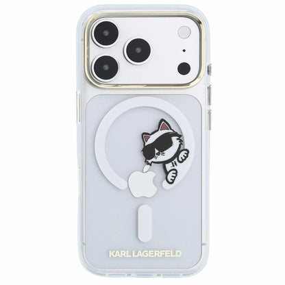 Coque MagSafe pour Apple iPhone 18 Pro Max / 17 Pro Max, Karl Lagerfeld, IML Peekaboo Print et Cadre Métallique, Transparente