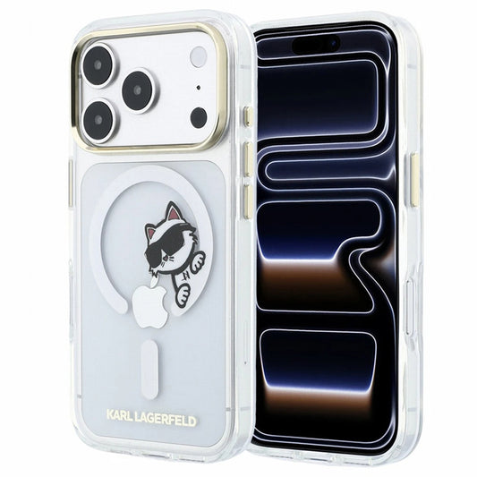 Coque MagSafe pour Apple iPhone 18 Pro Max / 17 Pro Max, Karl Lagerfeld, IML Peekaboo Print et Cadre Métallique, Transparente