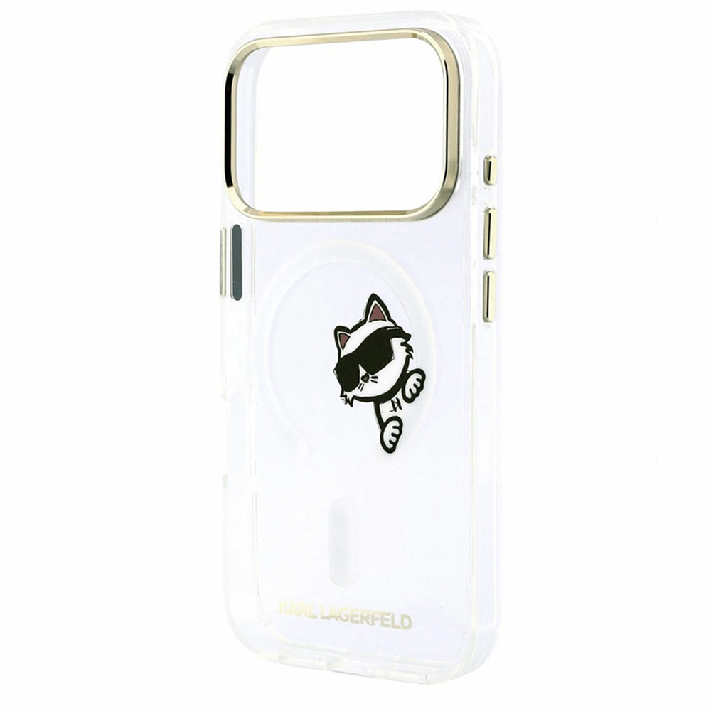 Coque MagSafe pour Apple iPhone 18 Pro Max / 17 Pro Max, Karl Lagerfeld, IML Peekaboo Print et Cadre Métallique, Transparente