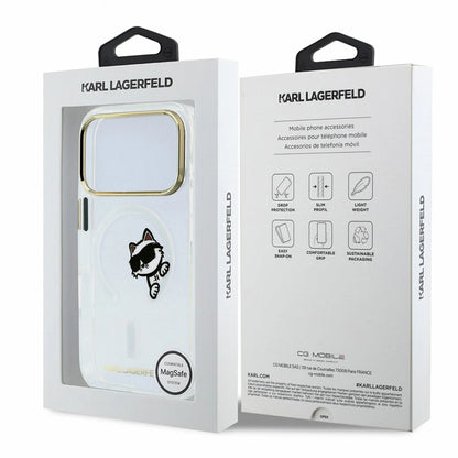 Coque MagSafe pour Apple iPhone 18 Pro Max / 17 Pro Max, Karl Lagerfeld, IML Peekaboo Print et Cadre Métallique, Transparente