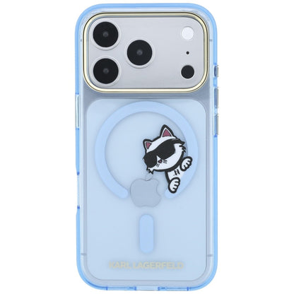 Coque MagSafe pour Apple iPhone 18 Pro Max / 17 Pro Max, Karl Lagerfeld, IML Peekaboo Print and Metal Frame, bleu