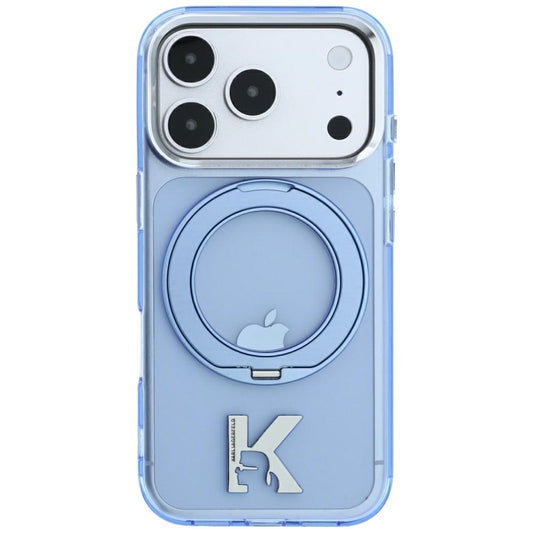 Coque MagSafe pour Apple iPhone 18 Pro Max / 17 Pro Max, Karl Lagerfeld, Support Anneau IML Kameo Métal, Bleue
