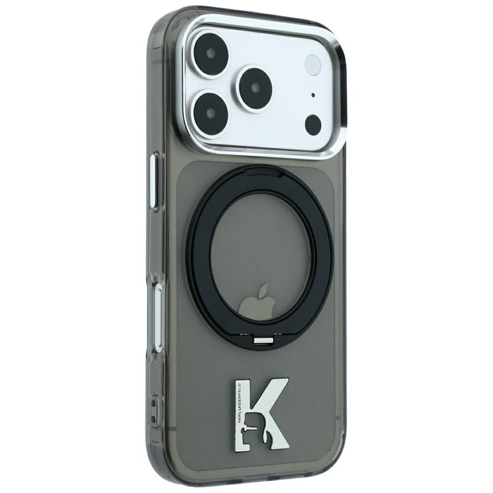 Coque MagSafe pour Apple iPhone 18 Pro Max / 17 Pro Max, Karl Lagerfeld, Support Anneau IML Kameo Métal, Noire