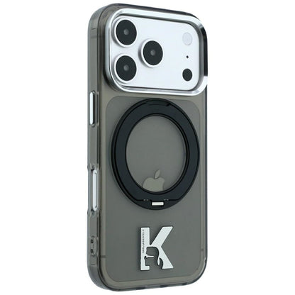 Coque MagSafe pour Apple iPhone 18 Pro Max / 17 Pro Max, Karl Lagerfeld, Support Anneau IML Kameo Métal, Noire