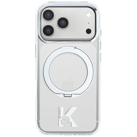 Coque MagSafe pour Apple iPhone 18 Pro Max / 17 Pro Max, Karl Lagerfeld, Support Anneau IML Kameo Métal, Transparent