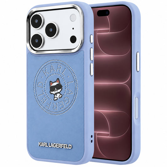 Coque MagSafe pour Apple iPhone 18 Pro Max / 17 Pro Max, Karl Lagerfeld, Point and Choupette Sketch, Bleu