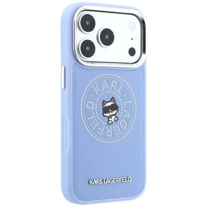 Coque MagSafe pour Apple iPhone 18 Pro Max / 17 Pro Max, Karl Lagerfeld, Point and Choupette Sketch, Bleu