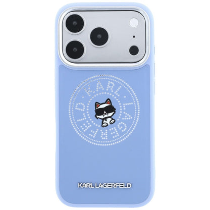 Coque MagSafe pour Apple iPhone 18 Pro Max / 17 Pro Max, Karl Lagerfeld, Point and Choupette Sketch, Bleu