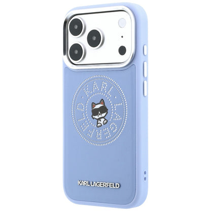 Coque MagSafe pour Apple iPhone 18 Pro Max / 17 Pro Max, Karl Lagerfeld, Point and Choupette Sketch, Bleu
