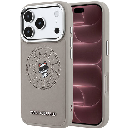 Coque MagSafe pour Apple iPhone 18 Pro Max / 17 Pro Max, Karl Lagerfeld, Point and Choupette Sketch, Gris