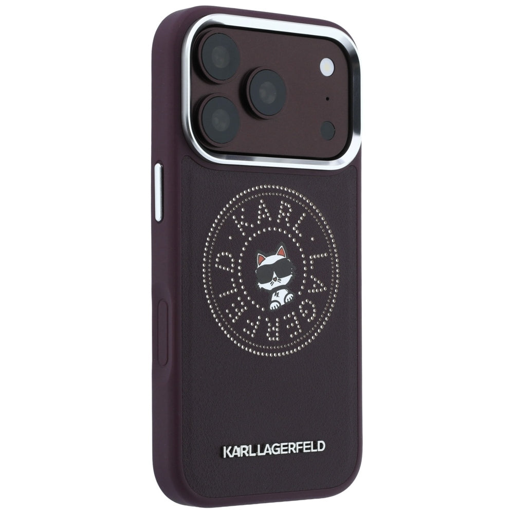 Coque MagSafe pour Apple iPhone 18 Pro Max / 17 Pro Max, Karl Lagerfeld, Point and Choupette Sketch, Bordeaux