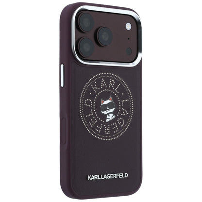 Coque MagSafe pour Apple iPhone 18 Pro Max / 17 Pro Max, Karl Lagerfeld, Point and Choupette Sketch, Bordeaux