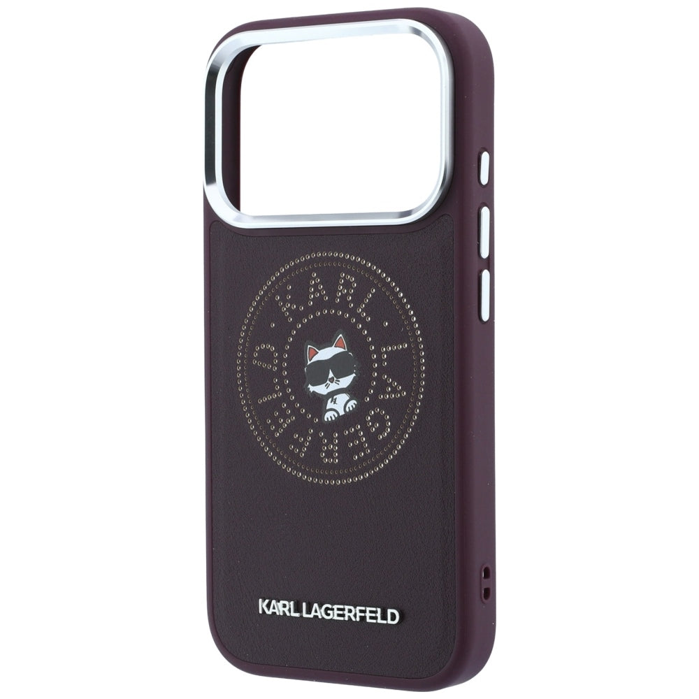 Coque MagSafe pour Apple iPhone 18 Pro Max / 17 Pro Max, Karl Lagerfeld, Point and Choupette Sketch, Bordeaux