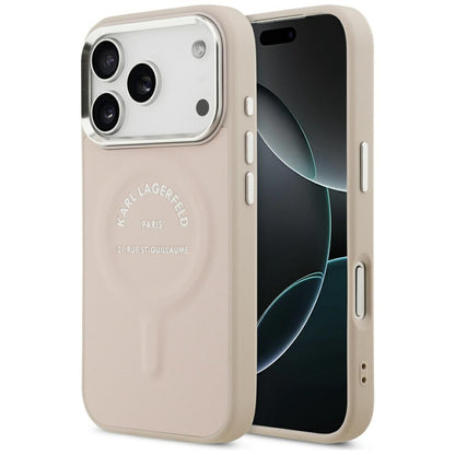 Coque MagSafe pour Apple iPhone 18 Pro Max / 17 Pro Max, Karl Lagerfeld, Anneau Logo Karl RSG, Rose