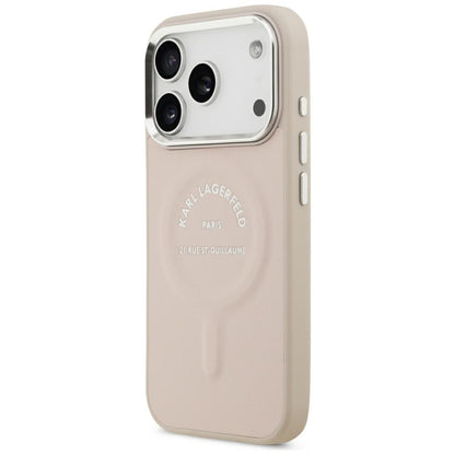 Coque MagSafe pour Apple iPhone 18 Pro Max / 17 Pro Max, Karl Lagerfeld, Anneau Logo Karl RSG, Rose