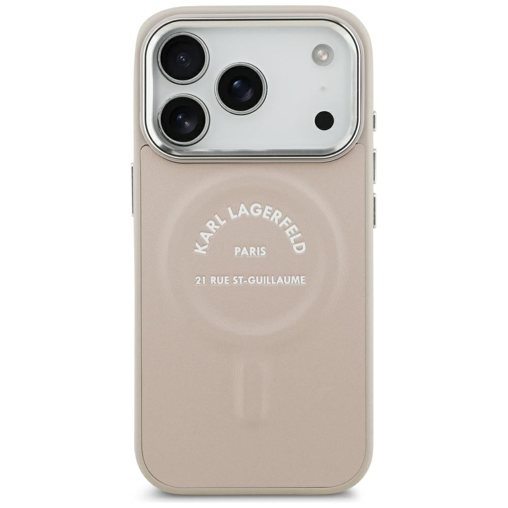 Coque MagSafe pour Apple iPhone 18 Pro Max / 17 Pro Max, Karl Lagerfeld, Anneau Logo Karl RSG, Rose
