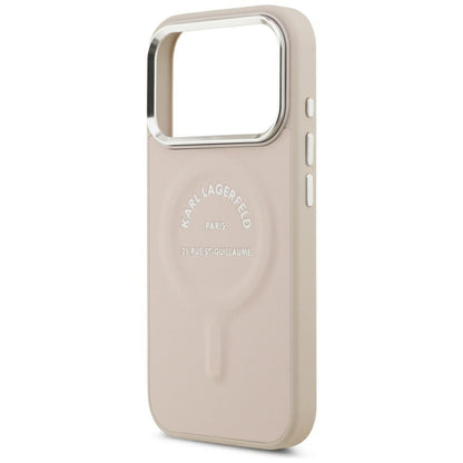 Coque MagSafe pour Apple iPhone 18 Pro Max / 17 Pro Max, Karl Lagerfeld, Anneau Logo Karl RSG, Rose