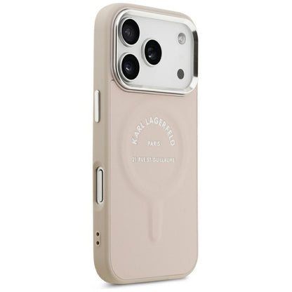 Coque MagSafe pour Apple iPhone 18 Pro Max / 17 Pro Max, Karl Lagerfeld, Anneau Logo Karl RSG, Rose