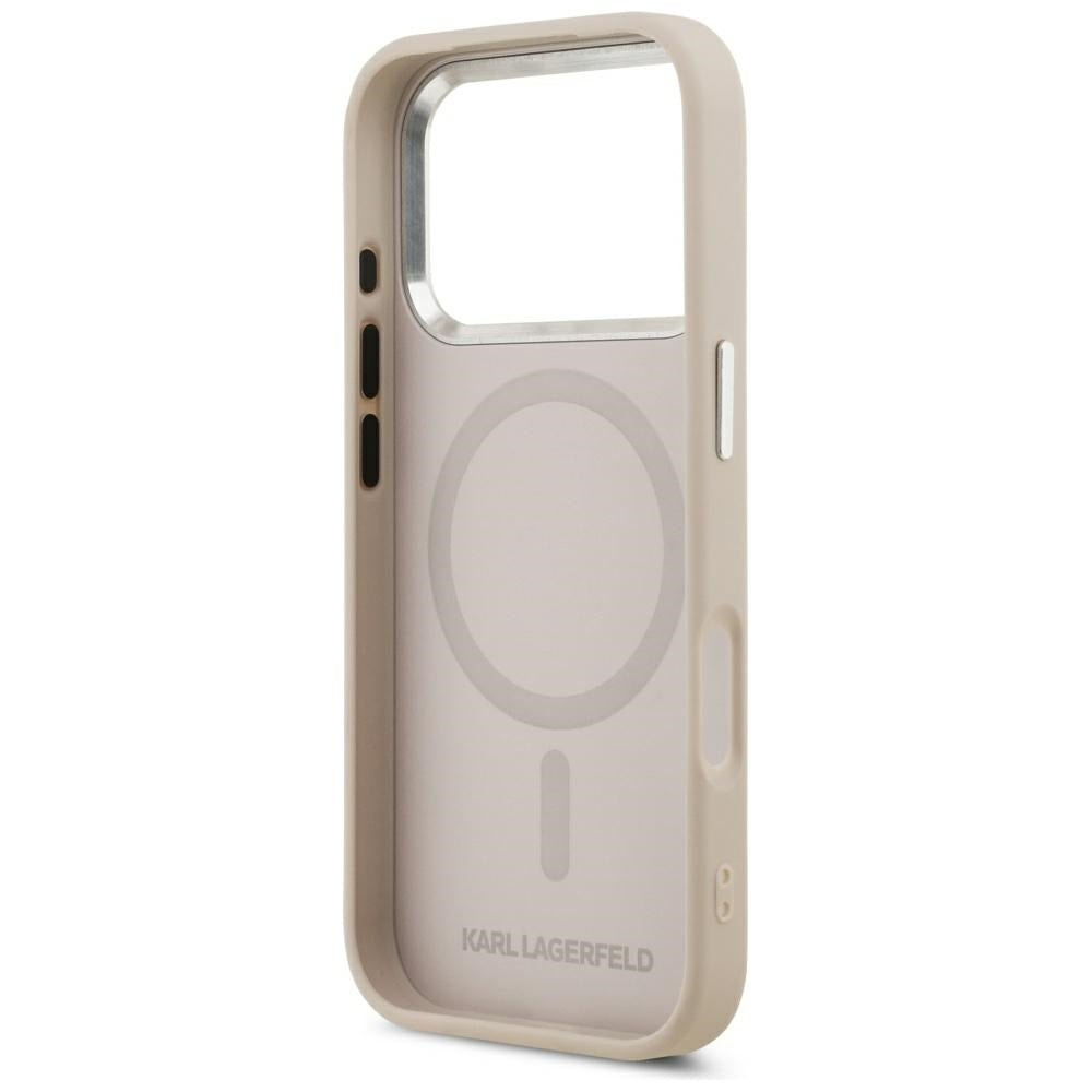Coque MagSafe pour Apple iPhone 18 Pro Max / 17 Pro Max, Karl Lagerfeld, Anneau Logo Karl RSG, Rose