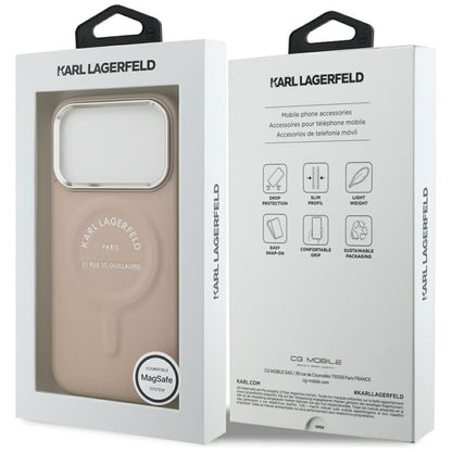 Coque MagSafe pour Apple iPhone 18 Pro Max / 17 Pro Max, Karl Lagerfeld, Anneau Logo Karl RSG, Rose