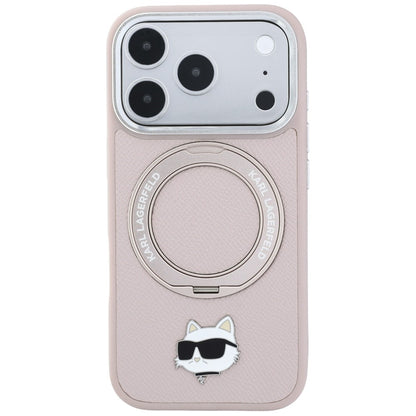 Coque MagSafe pour Apple iPhone 18 Pro Max / 17 Pro Max, Karl Lagerfeld, Ring Stand 360 Choupette Pin, rose