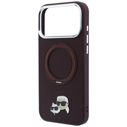 MagSafe Case for Apple iPhone 18 Pro Max / 17 Pro Max, Karl Lagerfeld, Ring Stand 360 Karl & Choupette Pin, Burgundy