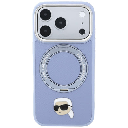 MagSafe Case for Apple iPhone 18 Pro Max / 17 Pro Max, Karl Lagerfeld, Ring Stand 360 Karl Pin, Blue