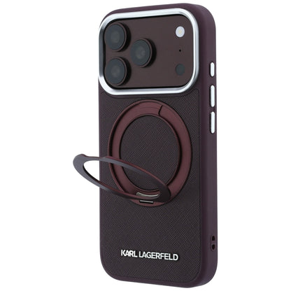 Coque MagSafe pour Apple iPhone 18 Pro Max / 17 Pro Max, Karl Lagerfeld, Ring Stand 360 Saffiano, Bordeaux