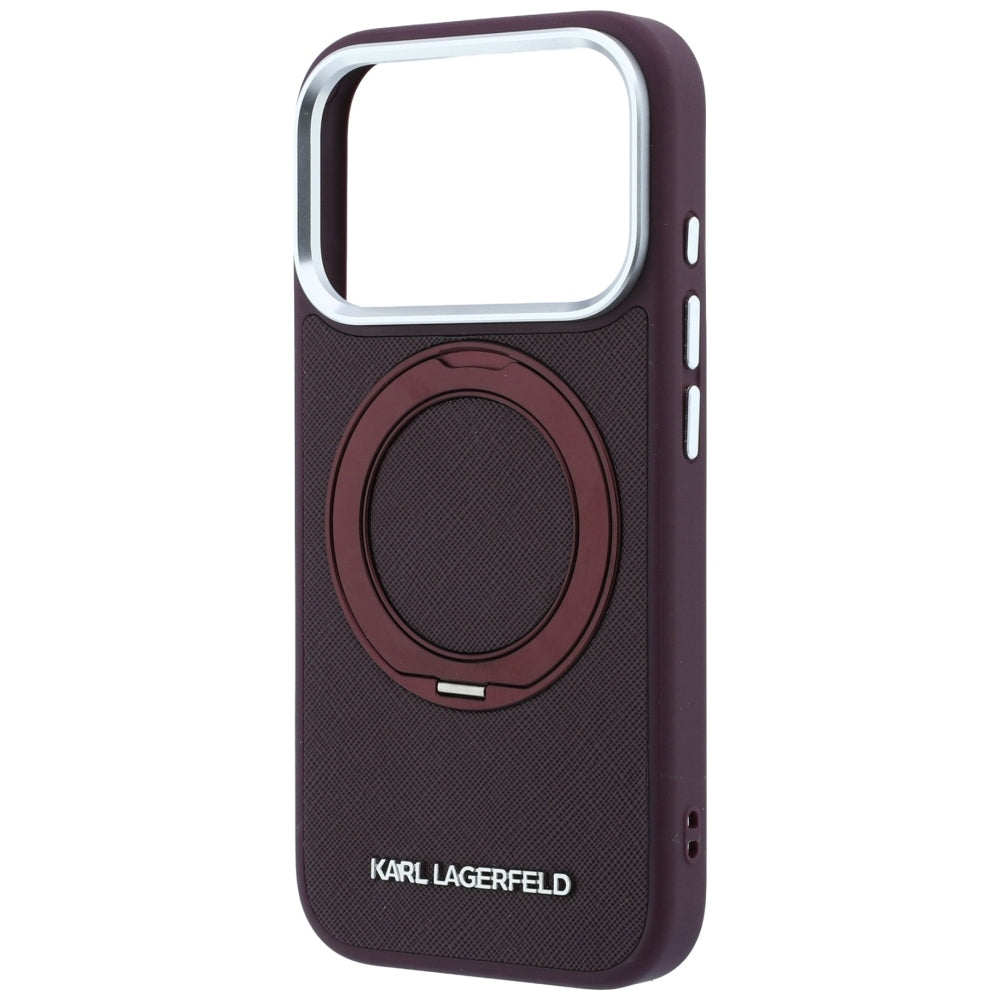 Coque MagSafe pour Apple iPhone 18 Pro Max / 17 Pro Max, Karl Lagerfeld, Ring Stand 360 Saffiano, Bordeaux