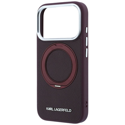 Coque MagSafe pour Apple iPhone 18 Pro Max / 17 Pro Max, Karl Lagerfeld, Ring Stand 360 Saffiano, Bordeaux