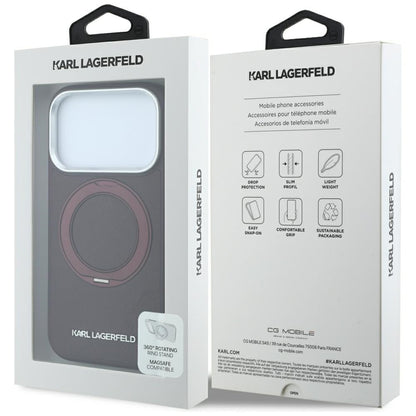 Coque MagSafe pour Apple iPhone 18 Pro Max / 17 Pro Max, Karl Lagerfeld, Ring Stand 360 Saffiano, Bordeaux