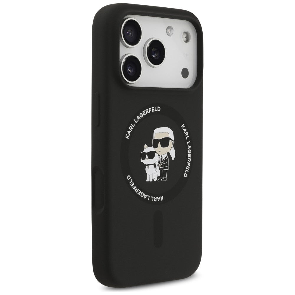 MagSafe Case for Apple iPhone 18 Pro Max / 17 Pro Max, Karl Lagerfeld, Silicone Ring Karl & Choupette, Black