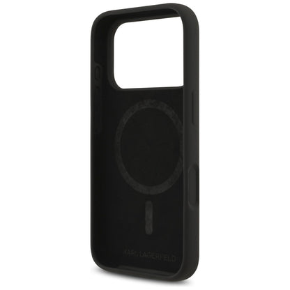 MagSafe Case for Apple iPhone 18 Pro Max / 17 Pro Max, Karl Lagerfeld, Silicone Ring Karl & Choupette, Black