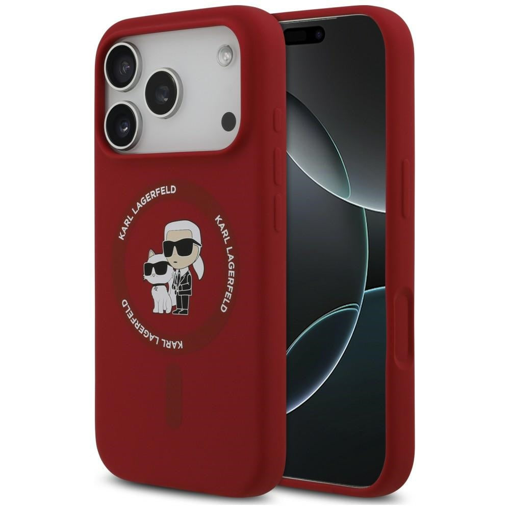 Coque MagSafe pour Apple iPhone 18 Pro Max / 17 Pro Max, Karl Lagerfeld, Silicone Ring Karl & Choupette, rose