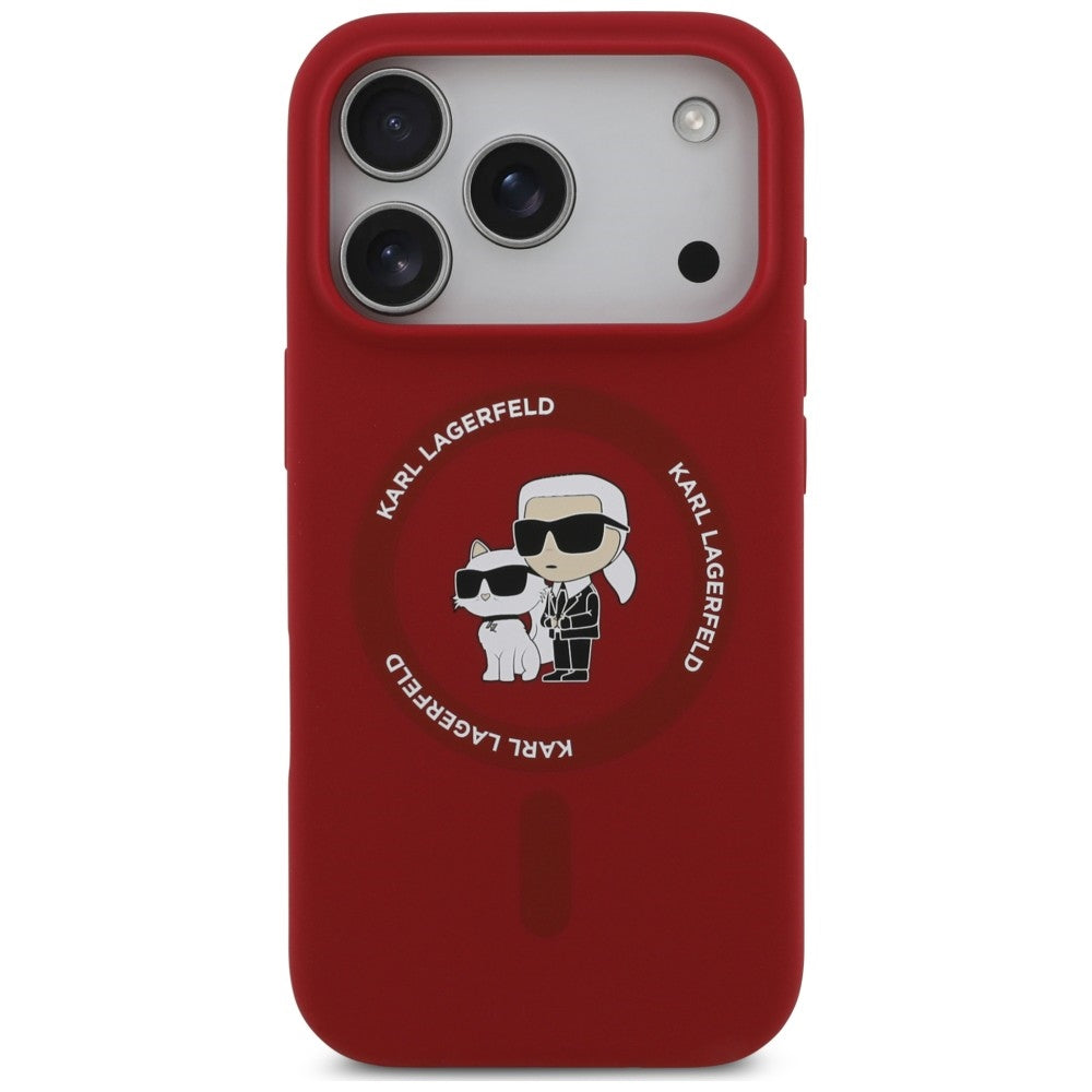 Coque MagSafe pour Apple iPhone 18 Pro Max / 17 Pro Max, Karl Lagerfeld, Silicone Ring Karl & Choupette, rose